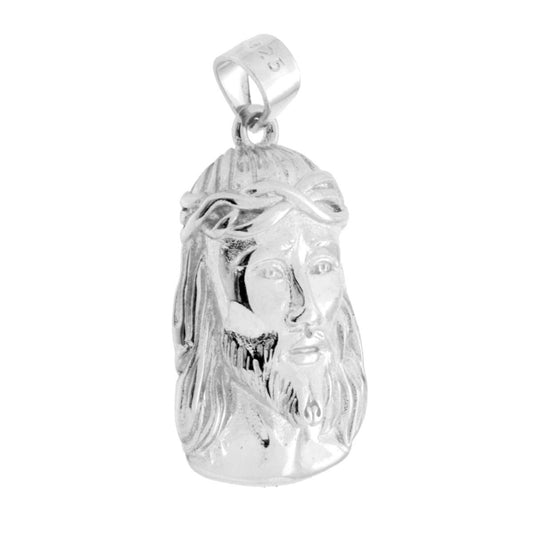 Anhänger des Gesichts Jesu Christi, 20 mm, Silber 925, galvanisch rhodiniert. - MeinSchmuckShop