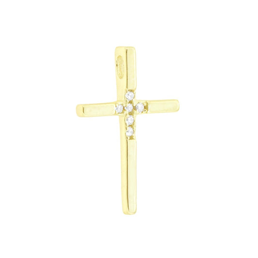 Kreuzanhänger mit weißen Cubic Zirconia, Silber 925, galvanisch vergoldet - MeinSchmuckShop