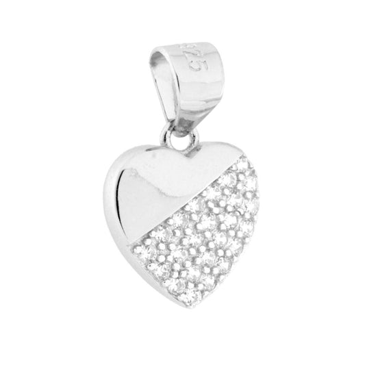 Herzanhänger mit weißen Cubic-Zirkonien in 925er Silber, rhodiniert. - MeinSchmuckShop