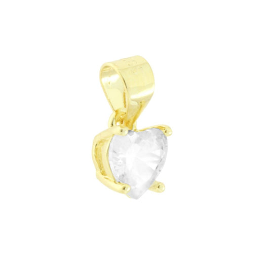 Anhänger Herz mit Lichtpunkt, Cubic Zirconia Weiß, Silber 925, goldgalvanisiert - MeinSchmuckShop