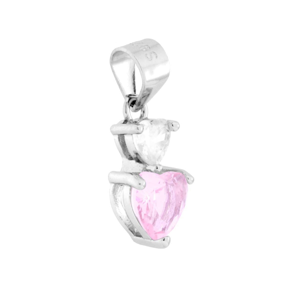 Anhänger Lichtpunkt Herzen Cubic Zirconia Weiß und Rosa aus 925er Silber rhodiniert - MeinSchmuckShop