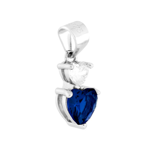 Anhänger Lichtpunkt Herzen Cubic-Zirconia Weiß und Blau Saphir, Silber 925 rhodiniert - MeinSchmuckShop
