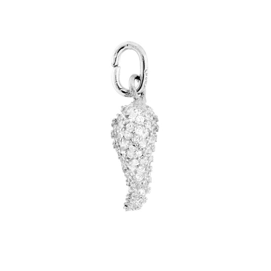 Anhänger Horn mit weißen Cubic Zirconia aus 925er Silber, galvanisch rhodiniert - MeinSchmuckShop