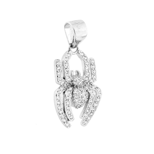 Spinnenanhänger mit weißen Cubic Zirconia in 925er Silber rhodiniert - MeinSchmuckShop