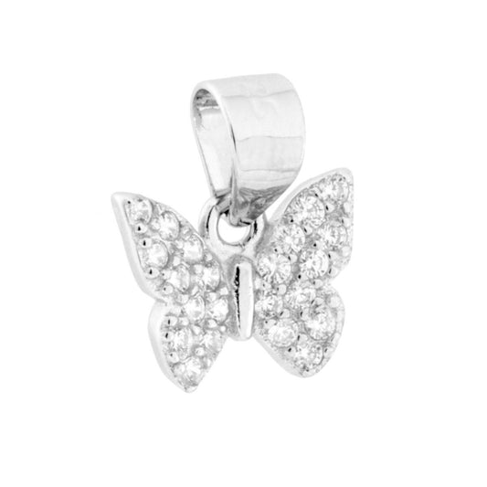 Schmetterlingsanhänger mit weißen Cubic-Zirkonien, Silber 925, rhodiniert. - MeinSchmuckShop