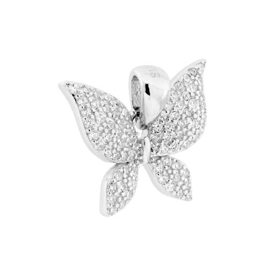 Schmetterling-Anhänger mit weißen Cubic Zirconia aus 925er Silber, rhodiniert. - MeinSchmuckShop
