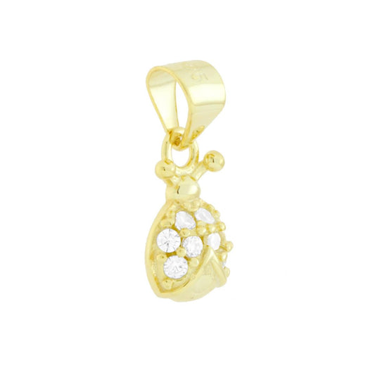 Anhänger Marienkäfer mit weißen Cubic Zirconia aus 925er Silber, vergoldet - MeinSchmuckShop