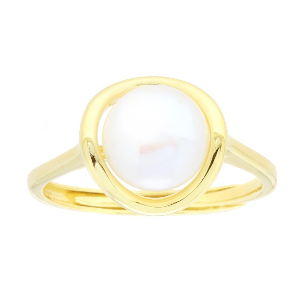 Ring Kreis mit natürlicher Perle aus Silber 925, vergoldet - MeinSchmuckShop