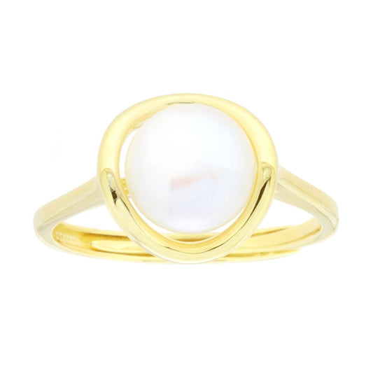 Ring Kreis mit natürlicher Perle aus Silber 925, vergoldet - MeinSchmuckShop