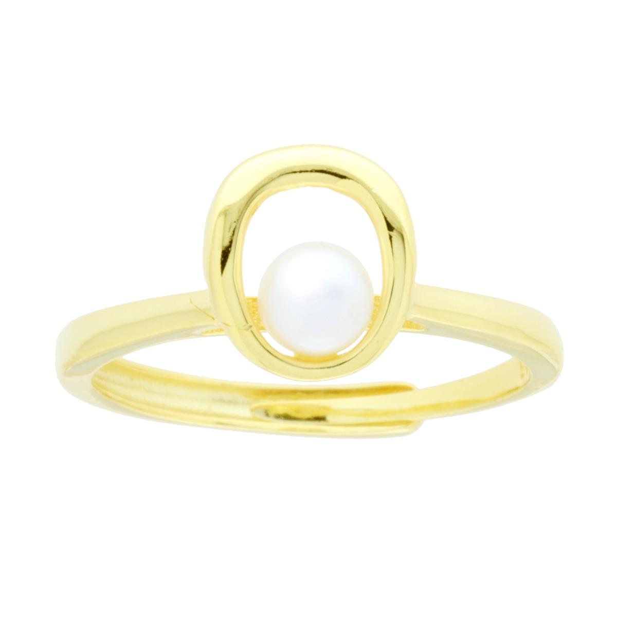 Ring mit Oval und Naturperle in 925er Silber, Gold galvanisiert - MeinSchmuckShop
