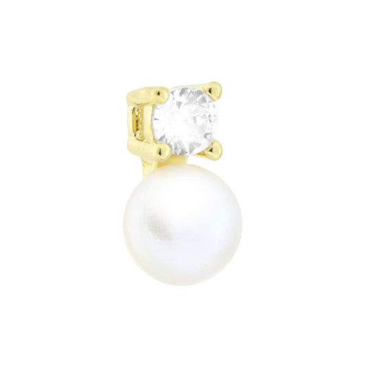 Anhänger Perle mit Lichtpunkt Cubic Zirconia Weiß in Silber 925, Gold galvanisiert - MeinSchmuckShop