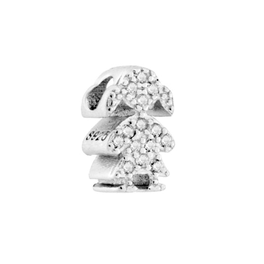 Mädchenanhänger mit weißen Cubic Zirconia, 925er Silber, rhodiniert - MeinSchmuckShop