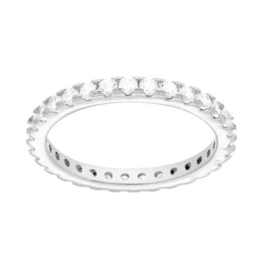 Eternity-Veretta-Ring rund mit weißen Cubic Zirconia, 2 mm, aus 925er Silber rhodiniert - MeinSchmuckShop
