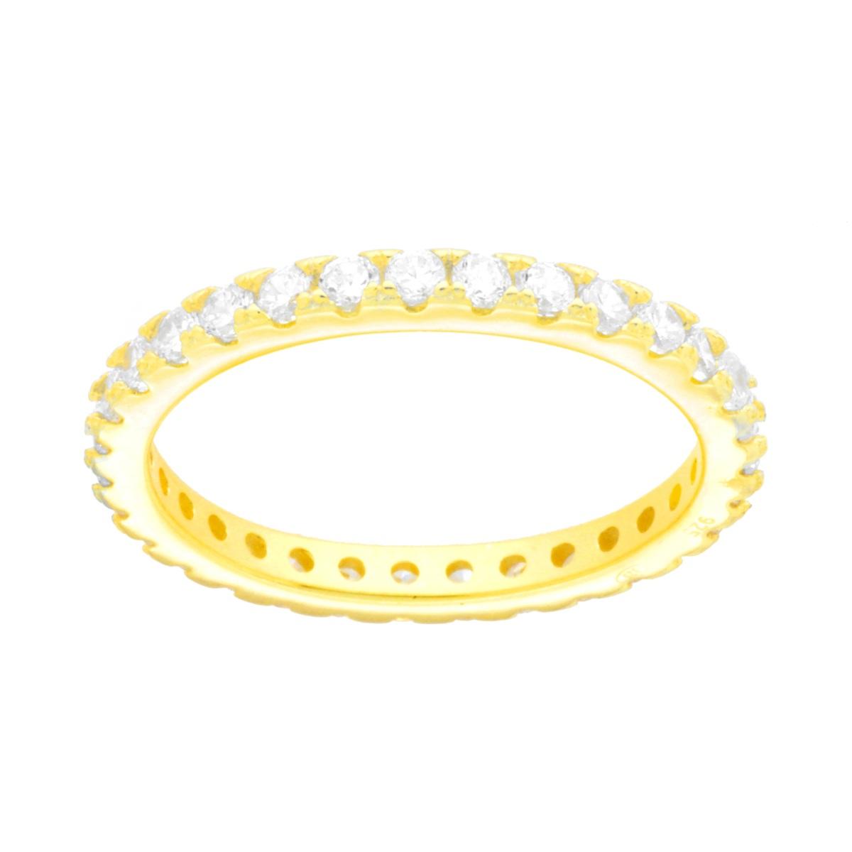Eternity-Ring, umlaufende Veretta, mit weißen Cubic Zirconia, 2 mm, aus 925er Silber, Gold galvanisiert - MeinSchmuckShop