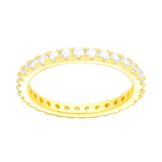 Eternity-Ring, umlaufende Veretta, mit weißen Cubic Zirconia, 2 mm, aus 925er Silber, Gold galvanisiert - MeinSchmuckShop