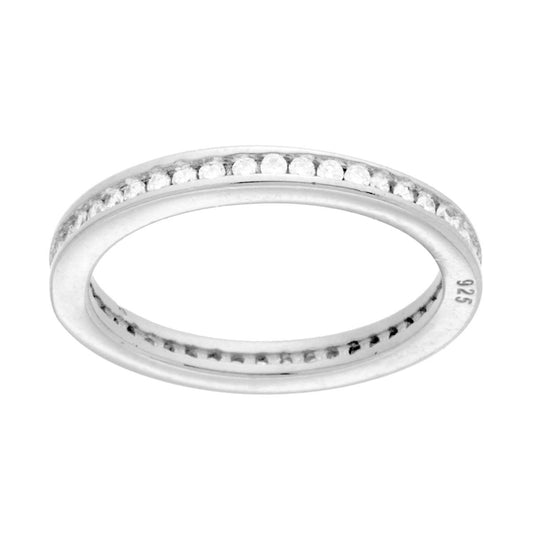 Eternity-Ring Veretta rund mit weißen Cubic Zirconia in 925er Silber rhodiniert - MeinSchmuckShop