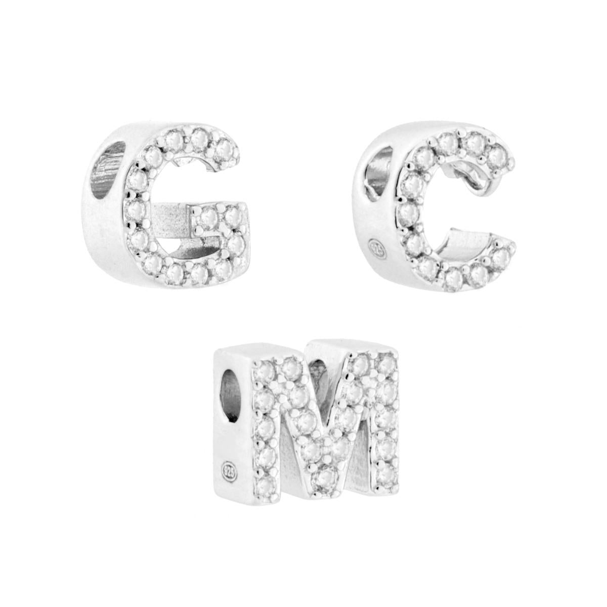 Anhänger mit Initialbuchstabe, mit weißen Cubic-Zirkonien, aus 925er Silber rhodiniert - MeinSchmuckShop