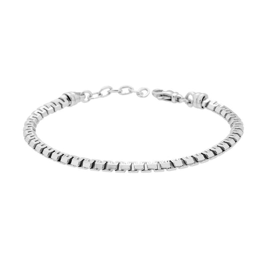 Armband Venezianische Kette Diamantierte Schiacciata aus 925er Silber, rhodiniert - MeinSchmuckShop