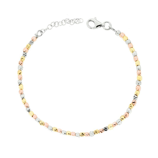 Armbandkette mit diamantierten Würfeln aus 925er Silber, galvanisch rhodiniert, Gold- und Roségold - MeinSchmuckShop