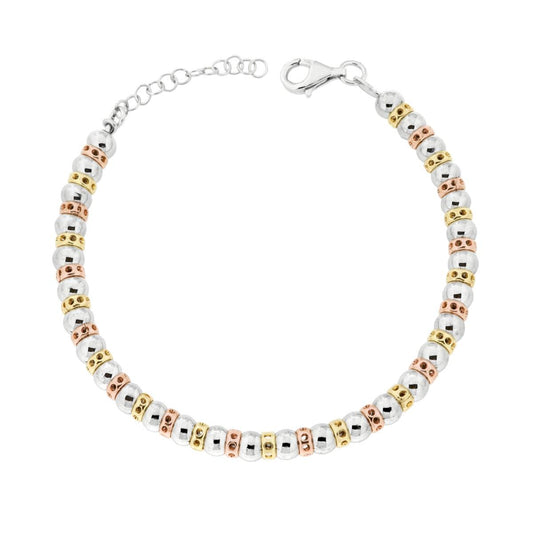 Armband aus Kette mit Kugeln und Zubehör in Silber 925, galvanisch Rhodium, Gold und Roségold. - MeinSchmuckShop