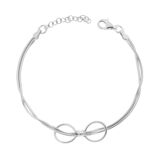 Armband aus zwei Fäden Mäusezahnkette mit Schleife, Silber 925, rhodiniert. - MeinSchmuckShop