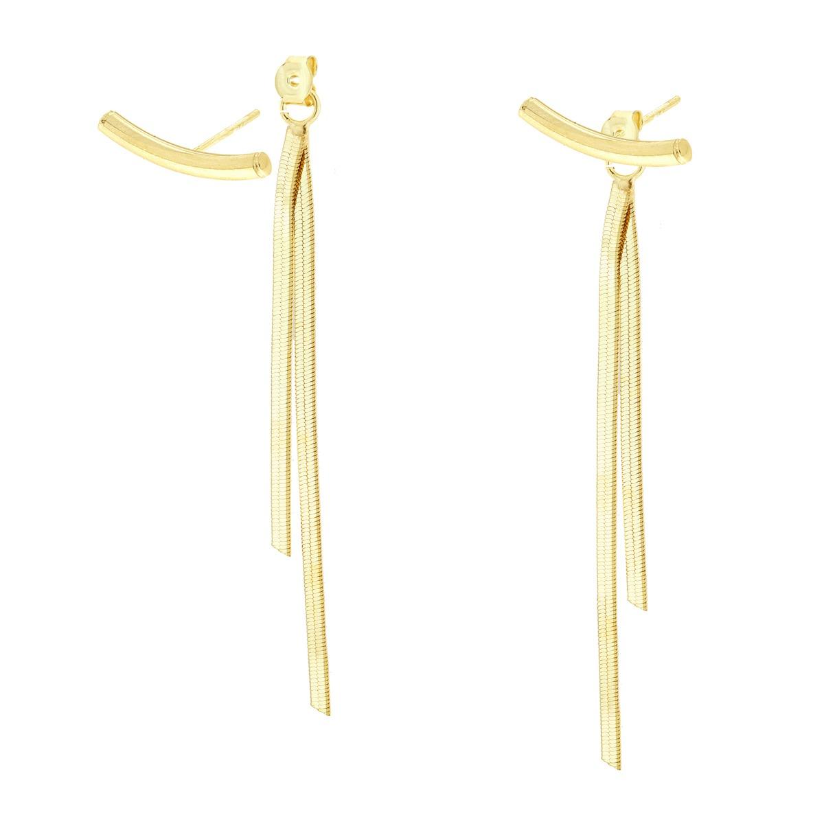 Ohrringe Ear Cuff mit zwei pendelnden Fäden Kette Magik aus Silber 925, vergoldet - MeinSchmuckShop