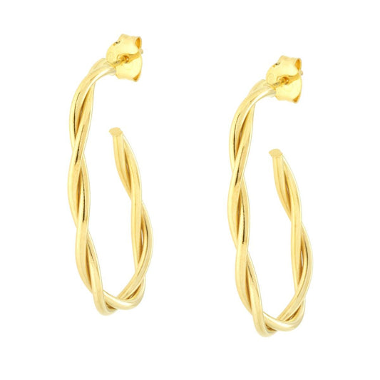 Ohrringe: Ovaler Ring aus geflochtenem Draht in 925er Silber, Goldplattierung - MeinSchmuckShop