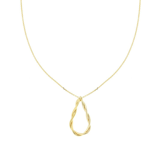 Halskette Forzatina diamantiert mit doppelter Tropfenanhänger, geflochtener Draht aus 925er Silber, galvanisch Gold - MeinSchmuckShop