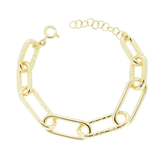 Armband aus Forzatina-Kette, verlängert, gehämmert, Silber 925, galvanisch vergoldet - MeinSchmuckShop