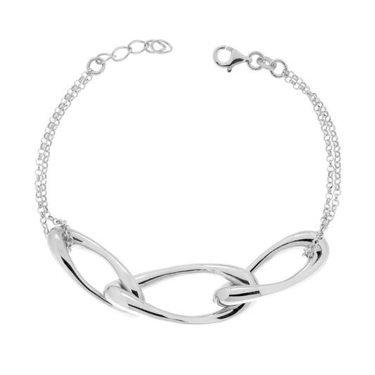 Armband mit Rolo-Kette und Forzatina, oval verdreht, aus 925er Silber, galvanisch rhodiniert - MeinSchmuckShop