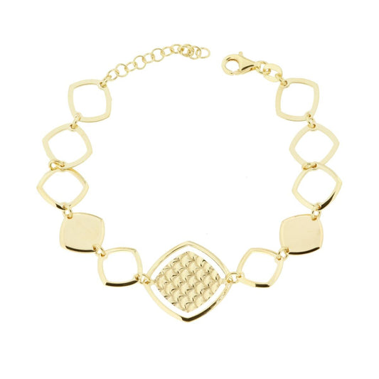 Armband mit Kette aus Rauten im geometrischen Muster, 925er Silber, vergoldet - MeinSchmuckShop