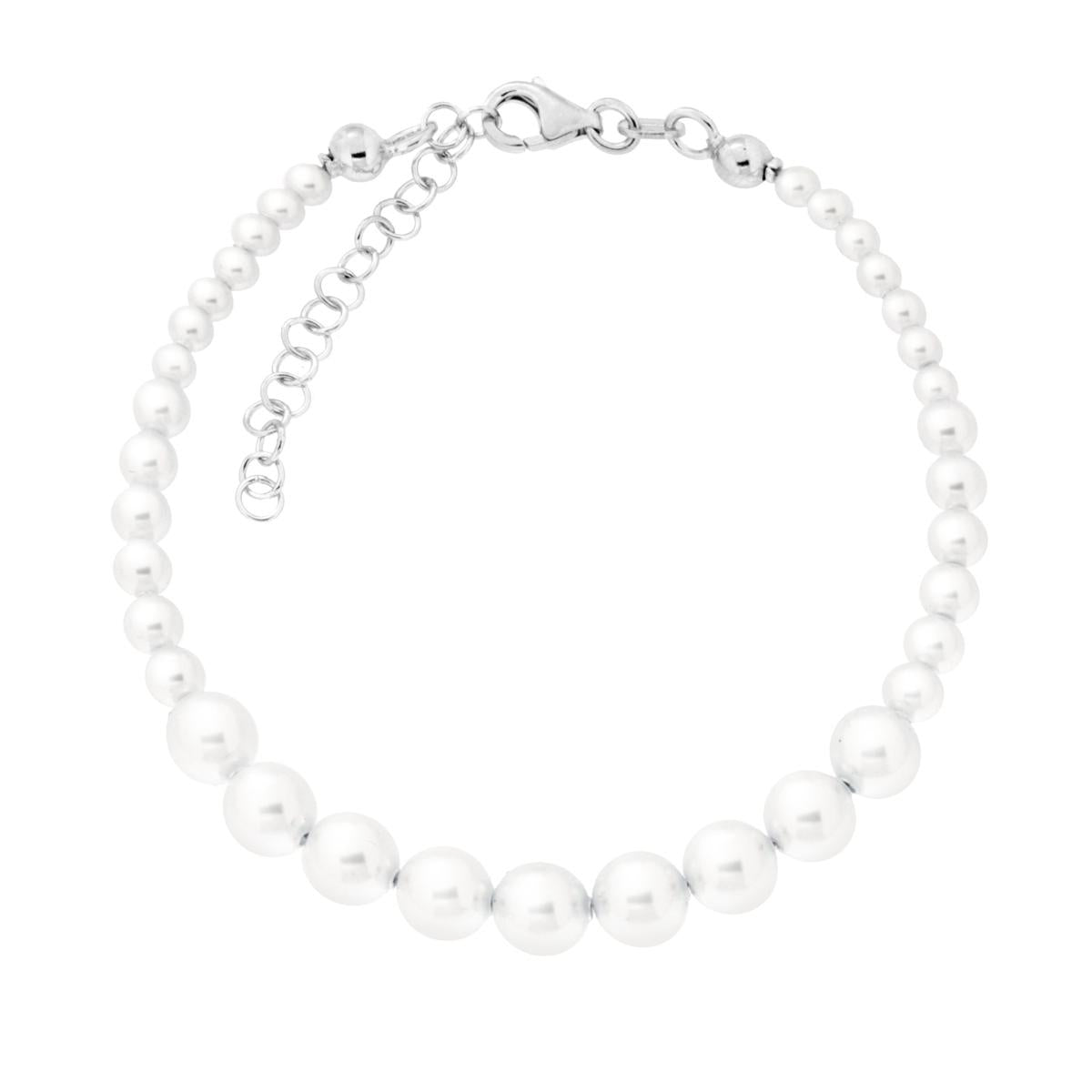 Armband Degradé-Perlen aus perlmuttem Glas, mit Faden und Verschluss aus Silber 925 rhodiniert - MeinSchmuckShop