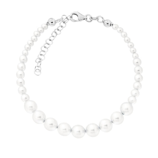 Armband Degradé-Perlen aus perlmuttem Glas, mit Faden und Verschluss aus Silber 925 rhodiniert - MeinSchmuckShop