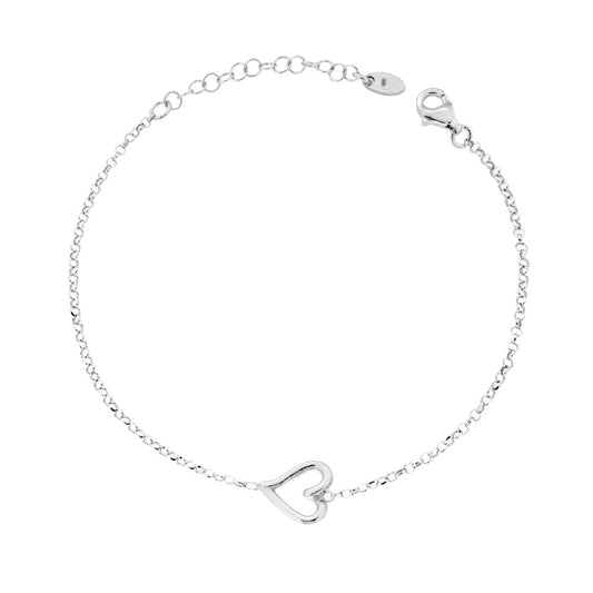 Diamantierte Rolo-Kette mit Herz aus Silber 925, galvanisch rhodiniert. - MeinSchmuckShop