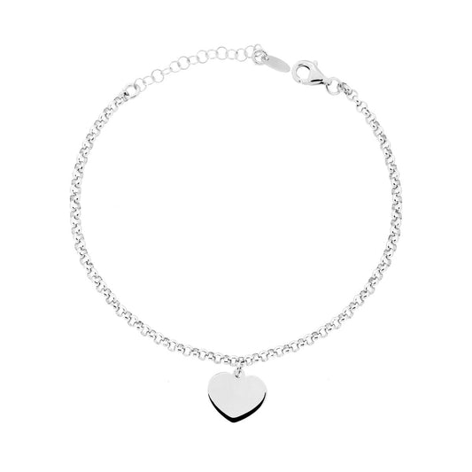 Rolo-Kette mit Diamanten, mit schlichtem Herzanhänger aus Silber 925, rhodiniert - MeinSchmuckShop
