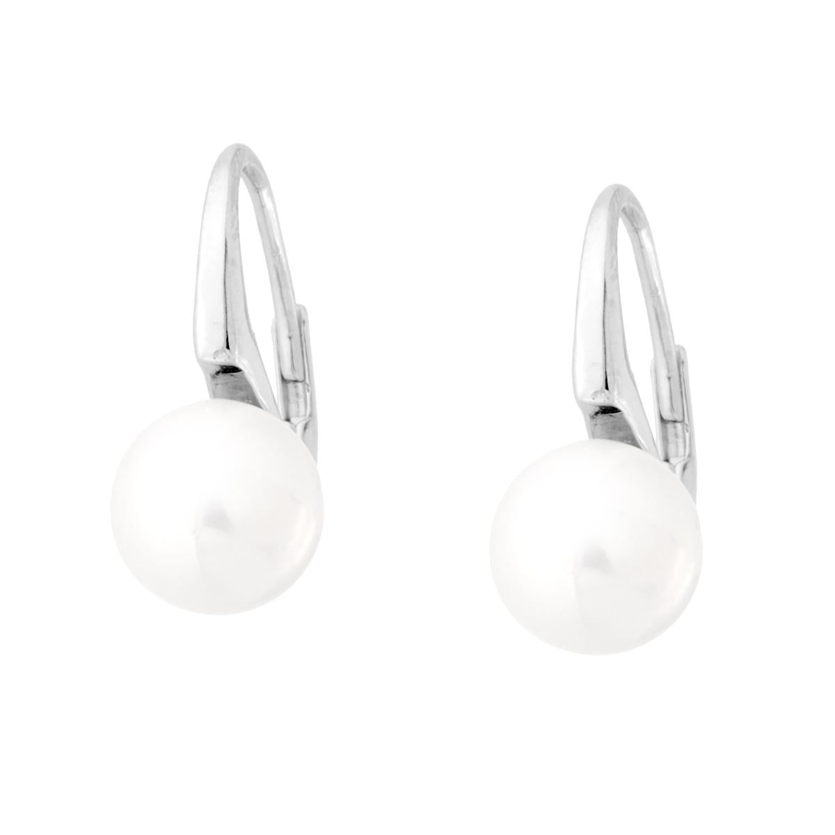Ohrstecker Monachella Perle 8 mm in Silber 925 Rhodium-Galvanik - MeinSchmuckShop