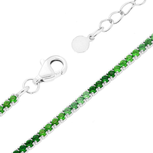 Tennisarmband mit Krappenfassung, Länge 17+3 cm, mit Zirkonen 1,5 mm, Smaragdgrün-Verlauf, aus 925er Silber, rhodiniert - MeinSchmuckShop