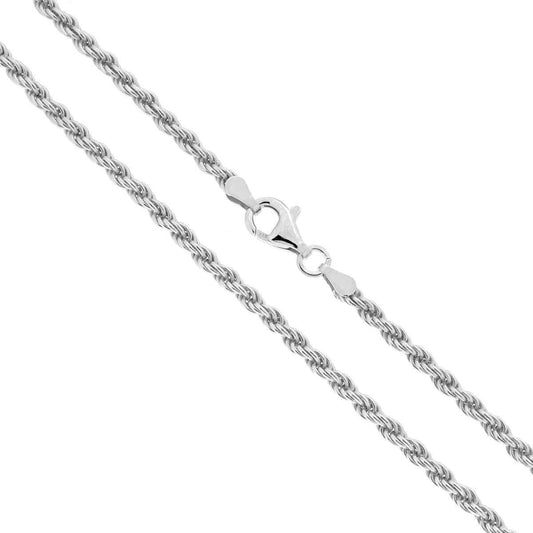 Kordelkette 060, Querschnitt 3 mm, Länge 60 cm, aus Sterlingsilber 925, galvanisch rhodiniert - MeinSchmuckShop