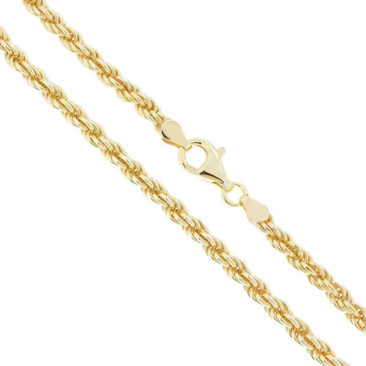 Kette Seil 080 Querschnitt 4 mm, Länge 50 cm, in Silber 925, galvanisch Gold - MeinSchmuckShop