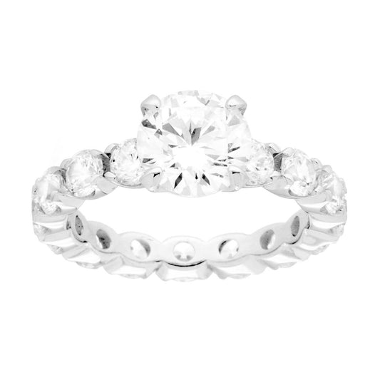 Eternity-Solitär-Ring mit weißen Cubic-Zirkonien aus 925er Silber, rhodiniert. - MeinSchmuckShop