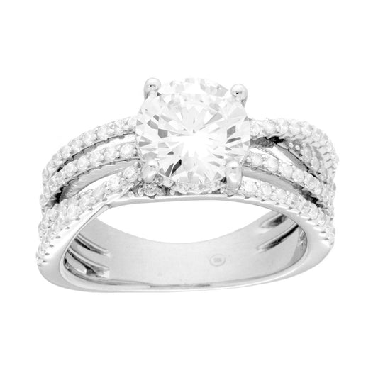 Solitärring und weiße Cubic-Zirconia in Silber 925, rhodiniert. - MeinSchmuckShop