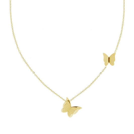 Kette aus Forzatina diamantiert, mit hängenden Schmetterlingen, aus Edelstahl in Goldfarbe. - MeinSchmuckShop