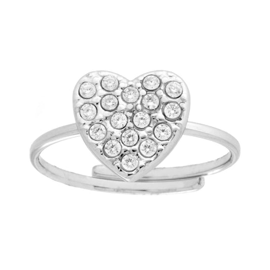 Ring mit Herz und weißen Kristallen aus Edelstahl - MeinSchmuckShop