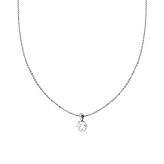 Kette mit Diskus-Anhänger, Lichtpunkt Kristall Weiß, 8 mm, Edelstahl - MeinSchmuckShop
