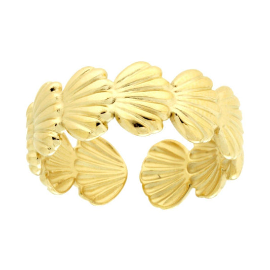 Ringband mit Muscheln aus Stahl in Goldfarbe. - MeinSchmuckShop