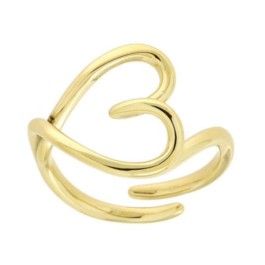Ring aus Draht – Liebe – mit Herz-Silhouette aus Edelstahl in Goldfarbe - MeinSchmuckShop