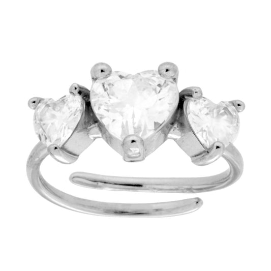 Anello Trilogy Herzen mit weißen Kristallen aus Stahl - MeinSchmuckShop