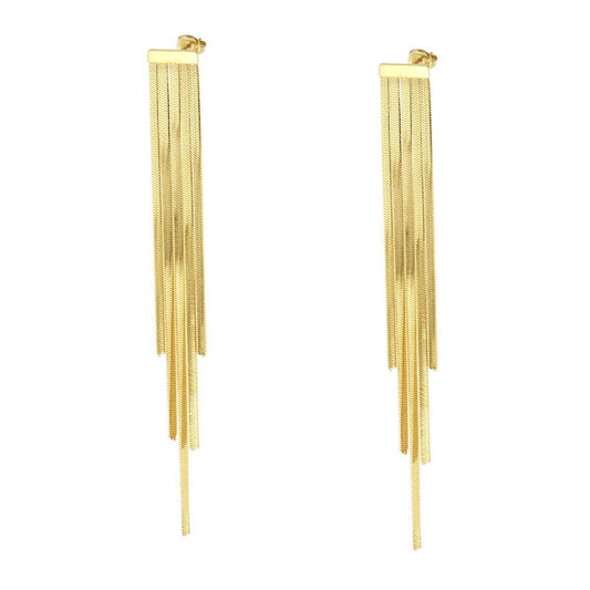 Lange Ohrringe mit Multifilo-Kette Magik, mit Bar aus Edelstahl in Goldfarbe - MeinSchmuckShop