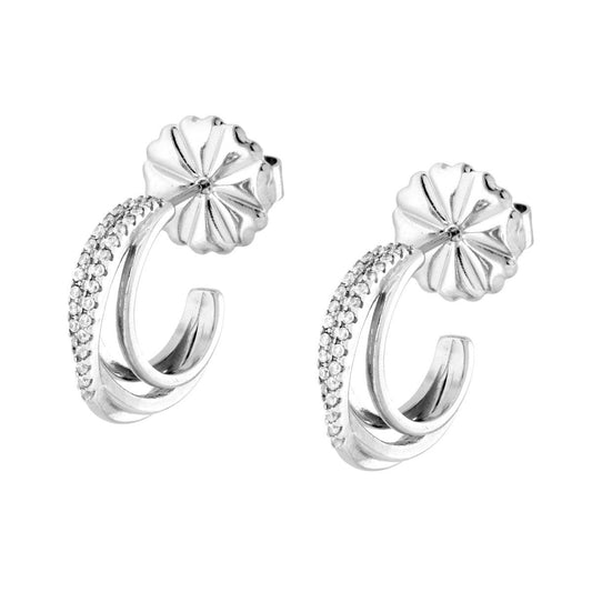 Ohrringe mit mehreren Ringen und weißen Kristallen aus Edelstahl - MeinSchmuckShop