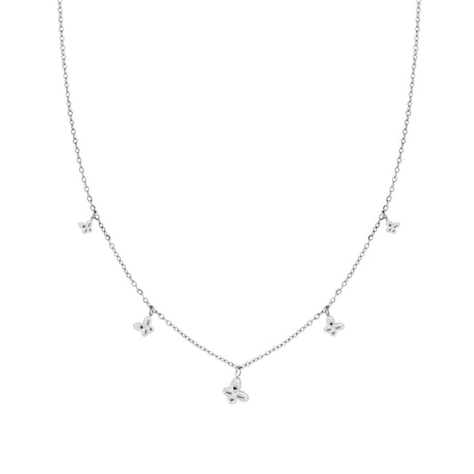 Kette mit feiner Gliederkette und bombierten Schmetterlingsanhängern aus Edelstahl - MeinSchmuckShop